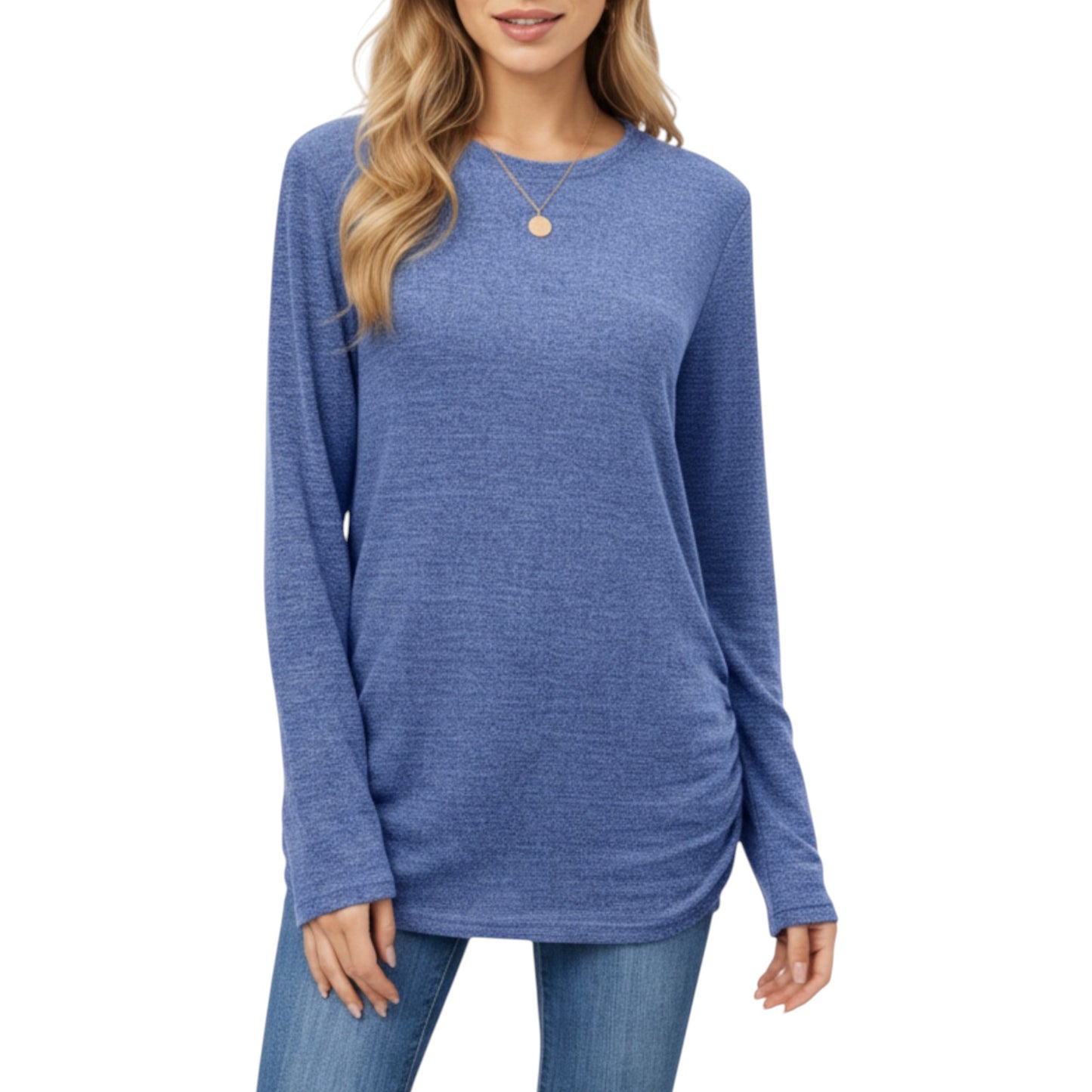 Long Sleeve Crew Neck Top with Relaxed Fit and Soft Knit Fabric