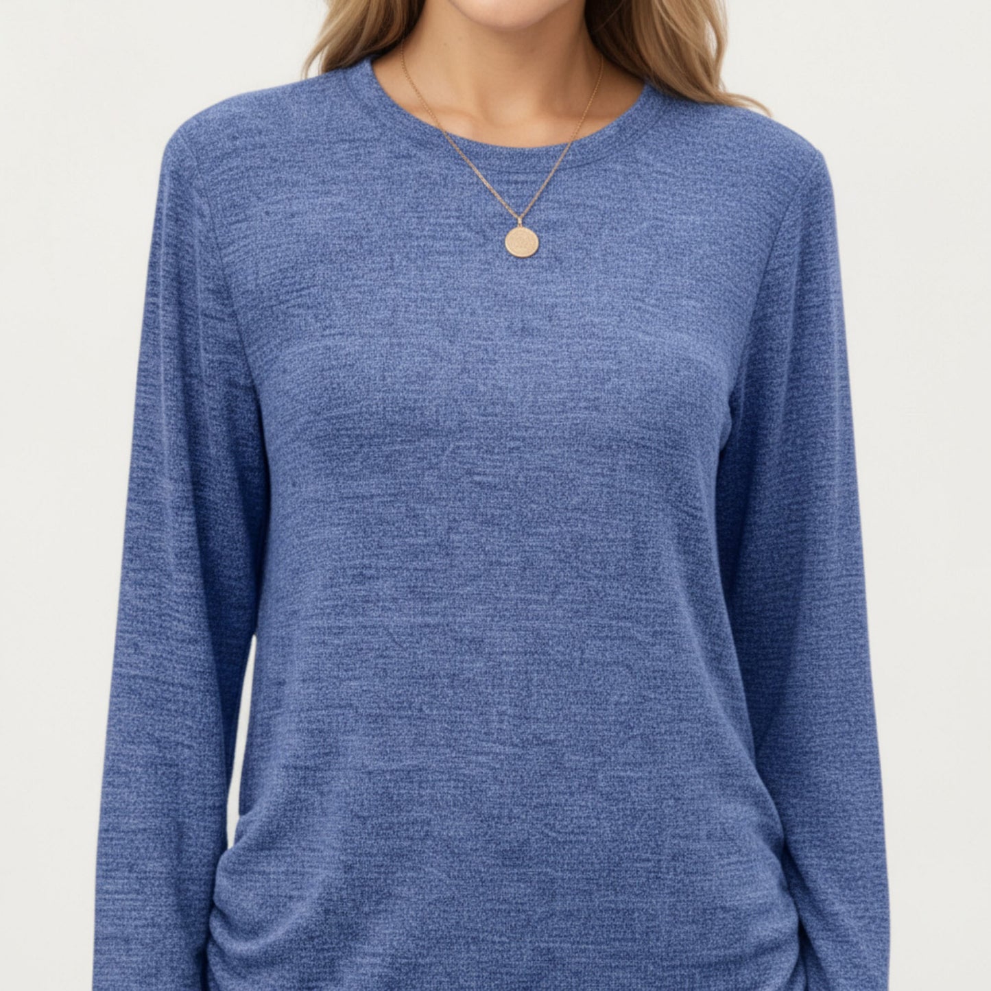 Long Sleeve Crew Neck Top with Relaxed Fit and Soft Knit Fabric