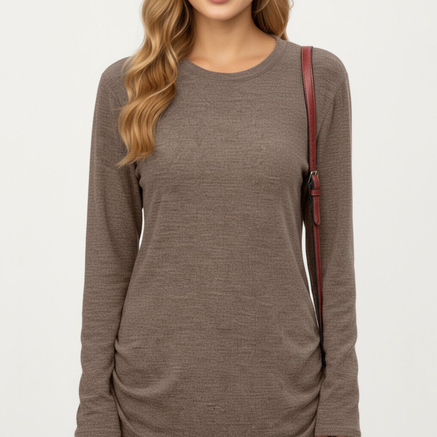 Long Sleeve Crew Neck Top with Relaxed Fit and Soft Knit Fabric