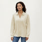 Long Sleeve Collared Knit Top with Subtle Textured Pattern and Relaxed Fit