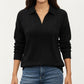 Long Sleeve Collared Knit Top with Subtle Textured Pattern and Relaxed Fit