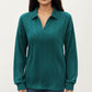 Long Sleeve Collared Knit Top with Subtle Textured Pattern and Relaxed Fit