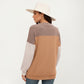 Long Sleeve Colorblock Pullover Top with Crew Neck and Relaxed Fit