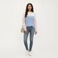 Long Sleeve Colorblock Pullover Top with Crew Neck and Relaxed Fit