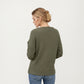 Long Sleeve Textured Knit Pullover Top with Split Neck and Relaxed Fit