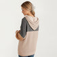 Long Sleeve Color Block Knit Hoodie with Drawstring and Relaxed Fit