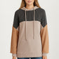 Long Sleeve Color Block Knit Hoodie with Drawstring and Relaxed Fit