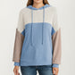 Long Sleeve Color Block Knit Hoodie with Drawstring and Relaxed Fit