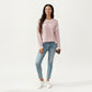 Long Sleeve Knit Top with Contrast Trim and Relaxed Fit