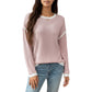 Long Sleeve Knit Top with Contrast Trim and Relaxed Fit