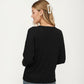 V-Neck Long Sleeve Knit Top with Chest Pocket and Relaxed Fit