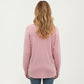 V-Neck Long Sleeve Knit Top with Chest Pocket and Relaxed Fit