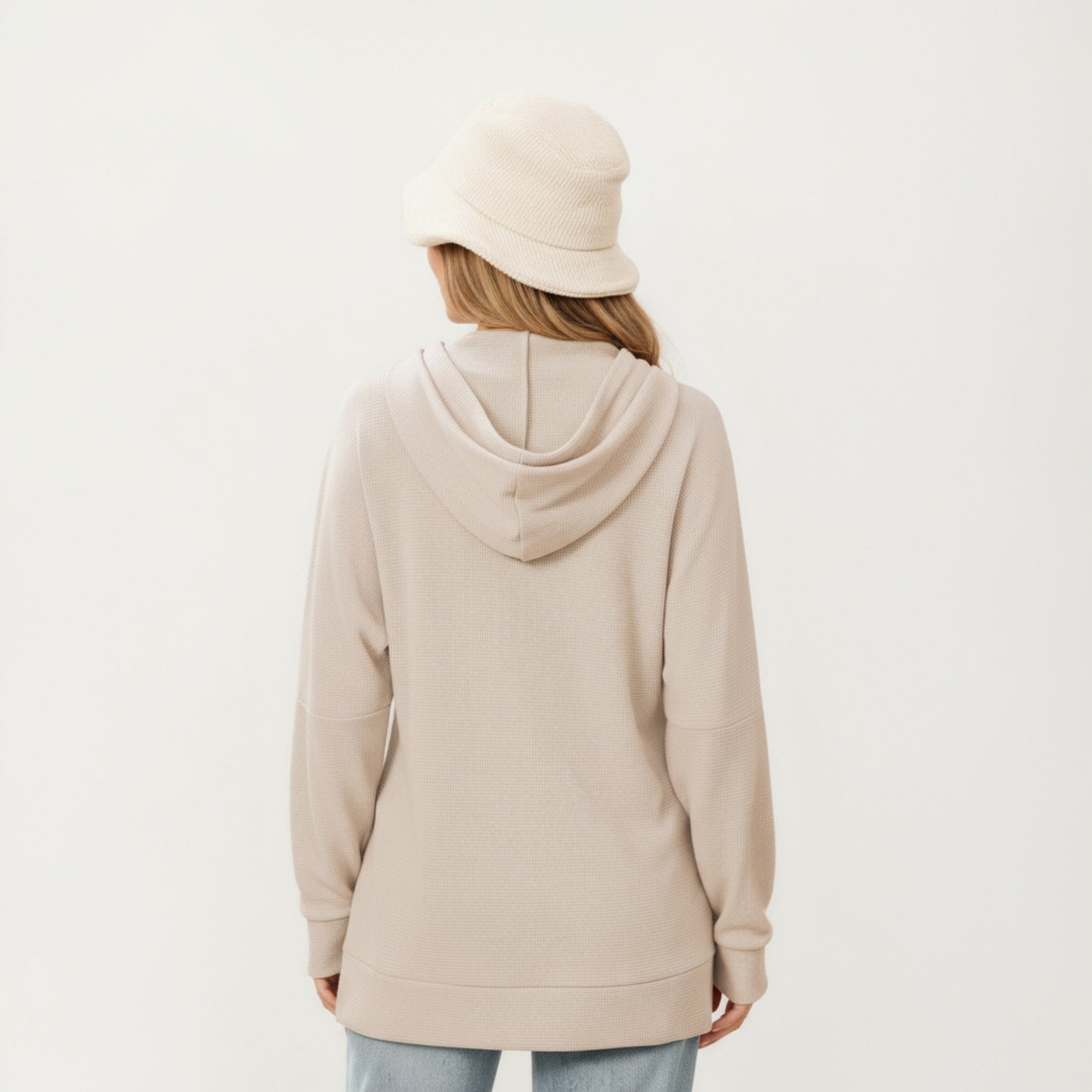 Long Sleeve Pullover Hoodie with Kangaroo Pocket and Drawstring Detail