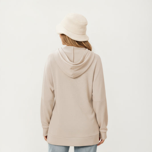 Long Sleeve Pullover Hoodie with Kangaroo Pocket and Drawstring Detail
