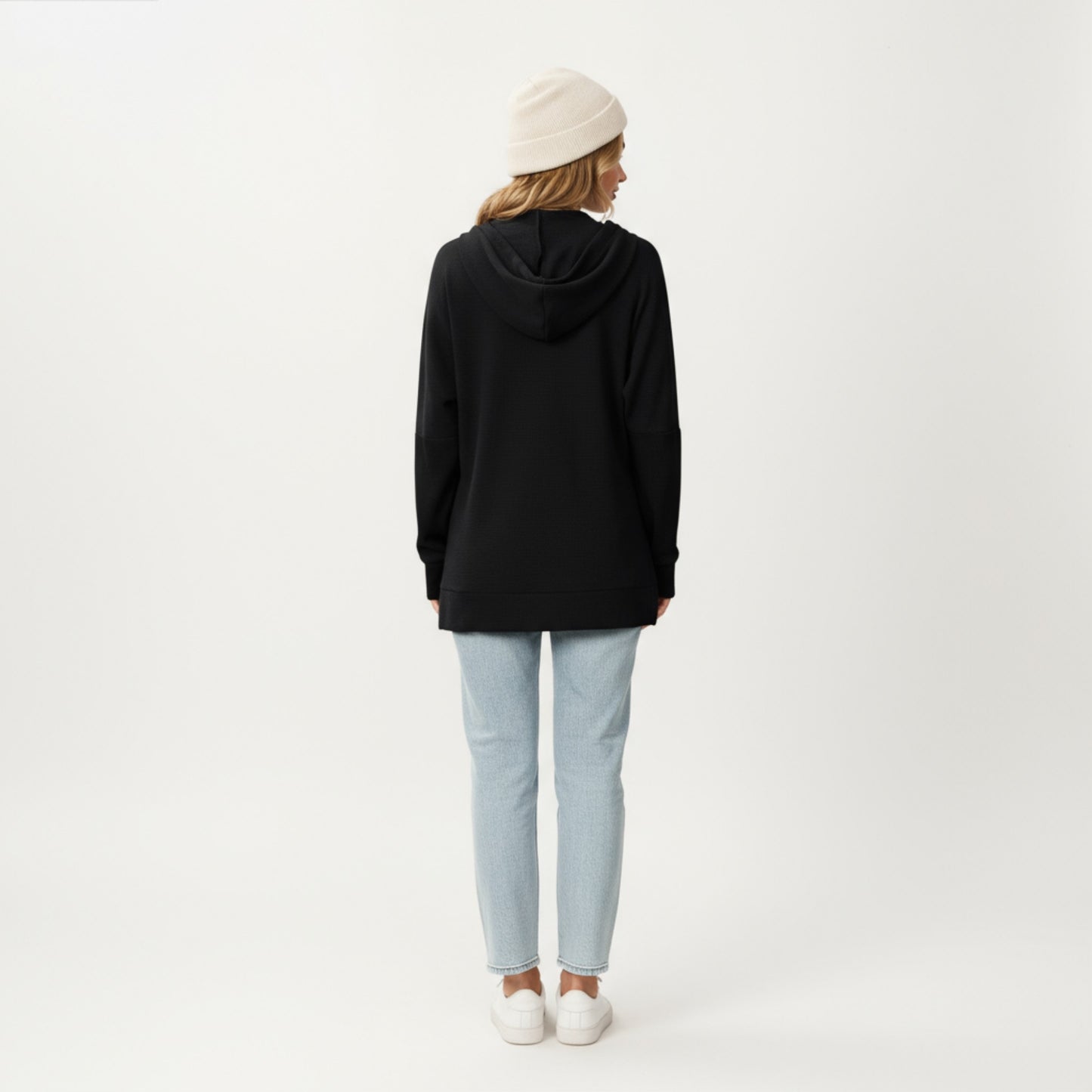 Long Sleeve Pullover Hoodie with Kangaroo Pocket and Drawstring Detail