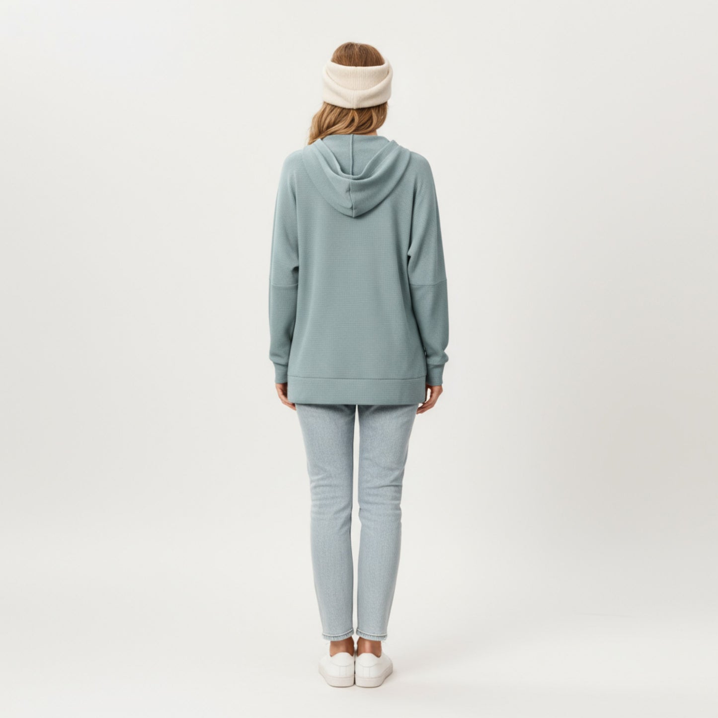 Long Sleeve Pullover Hoodie with Kangaroo Pocket and Drawstring Detail