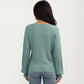 Long Sleeve Ribbed Knit Top with Subtle Ruffle Cuff Detail