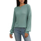 Long Sleeve Ribbed Knit Top with Subtle Ruffle Cuff Detail
