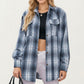 Long Sleeve Plaid Button-Up Shirt with Front Pockets and Relaxed Fit