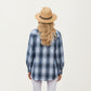 Long Sleeve Plaid Button-Up Shirt with Front Pockets and Relaxed Fit