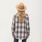 Long Sleeve Plaid Button-Up Shirt with Front Pockets and Relaxed Fit
