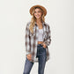 Long Sleeve Plaid Button-Up Shirt with Front Pockets and Relaxed Fit