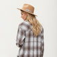Long Sleeve Plaid Button-Up Shirt with Front Pockets and Relaxed Fit