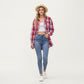 Long Sleeve Plaid Button-Up Shirt with Front Pockets and Relaxed Fit