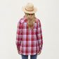 Long Sleeve Plaid Button-Up Shirt with Front Pockets and Relaxed Fit