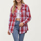 Long Sleeve Plaid Button-Up Shirt with Front Pockets and Relaxed Fit