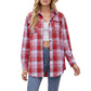 Long Sleeve Plaid Button-Up Shirt with Front Pockets and Relaxed Fit