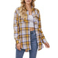 Long Sleeve Plaid Button-Up Shirt with Front Pockets and Relaxed Fit