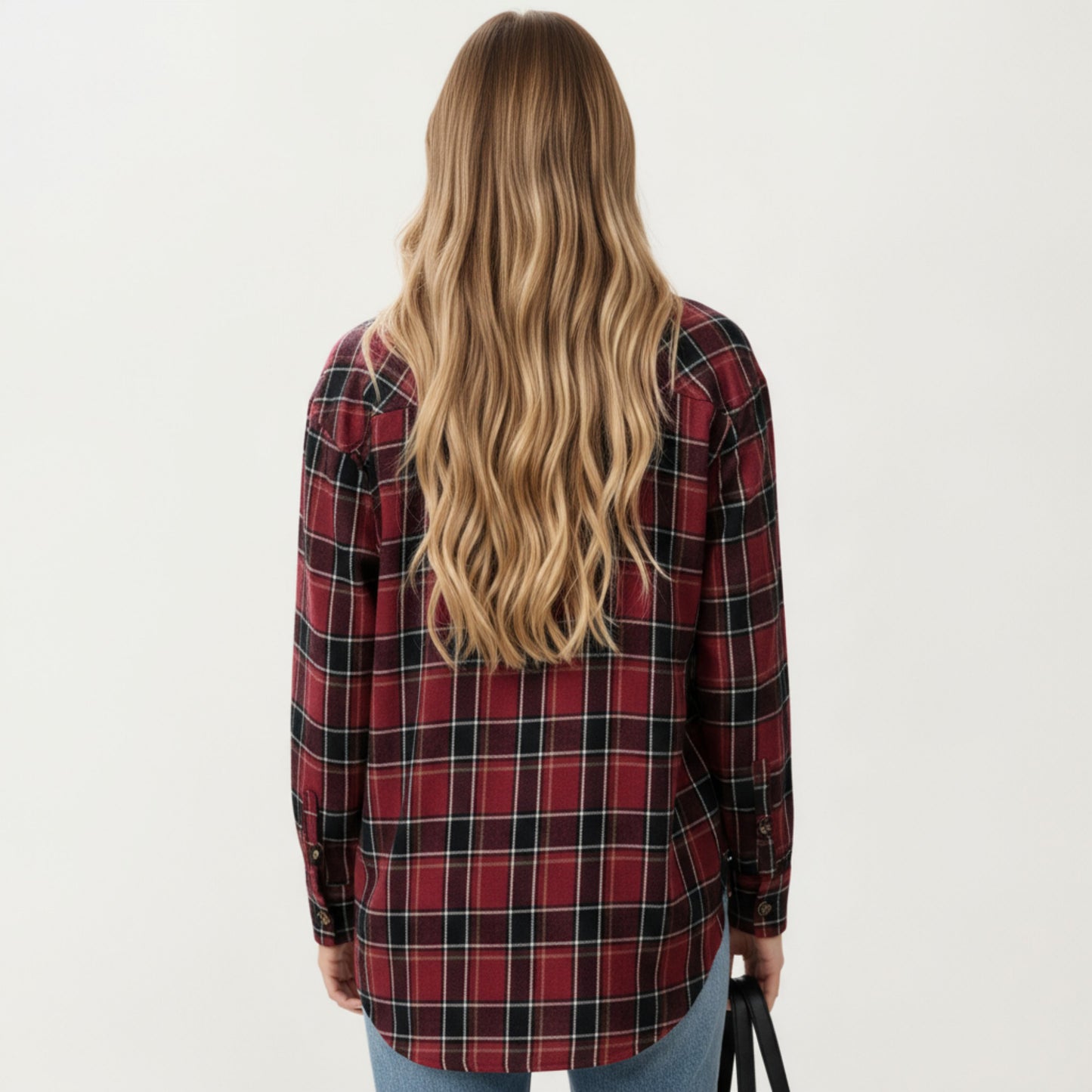 Long Sleeve Plaid Button-Up Shirt with Chest Pockets