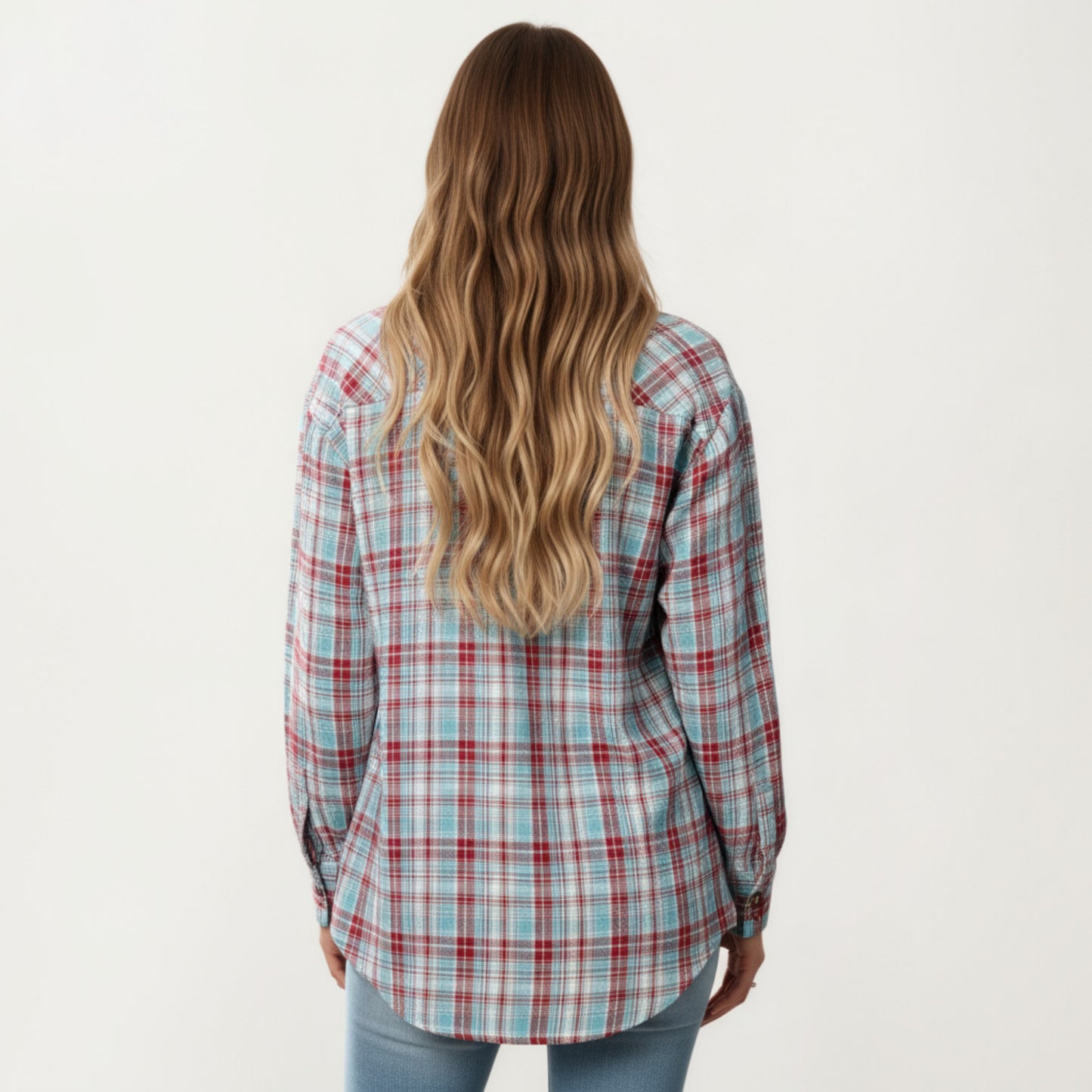 Long Sleeve Plaid Button-Up Shirt with Chest Pockets