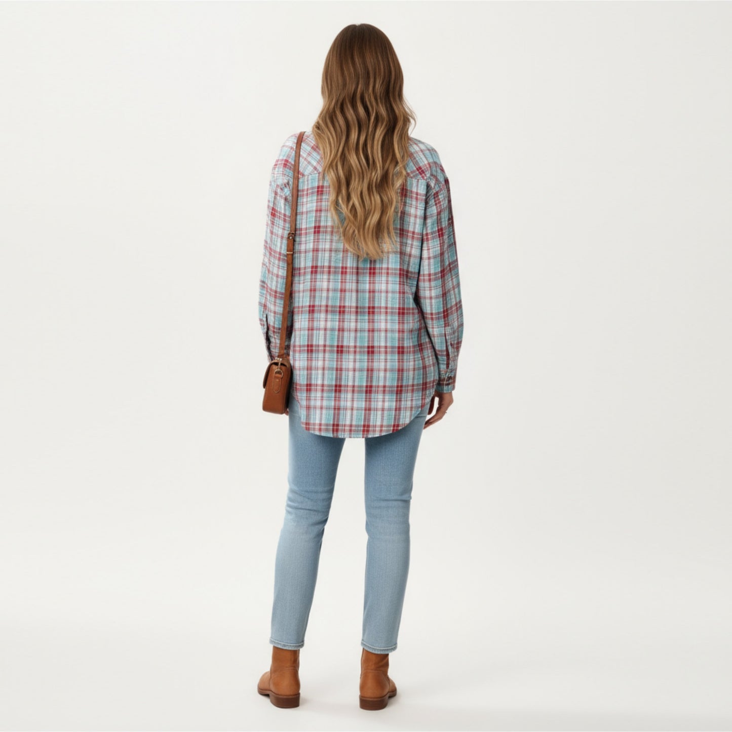 Long Sleeve Plaid Button-Up Shirt with Chest Pockets