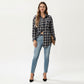 Long Sleeve Plaid Button-Up Shirt with Chest Pockets