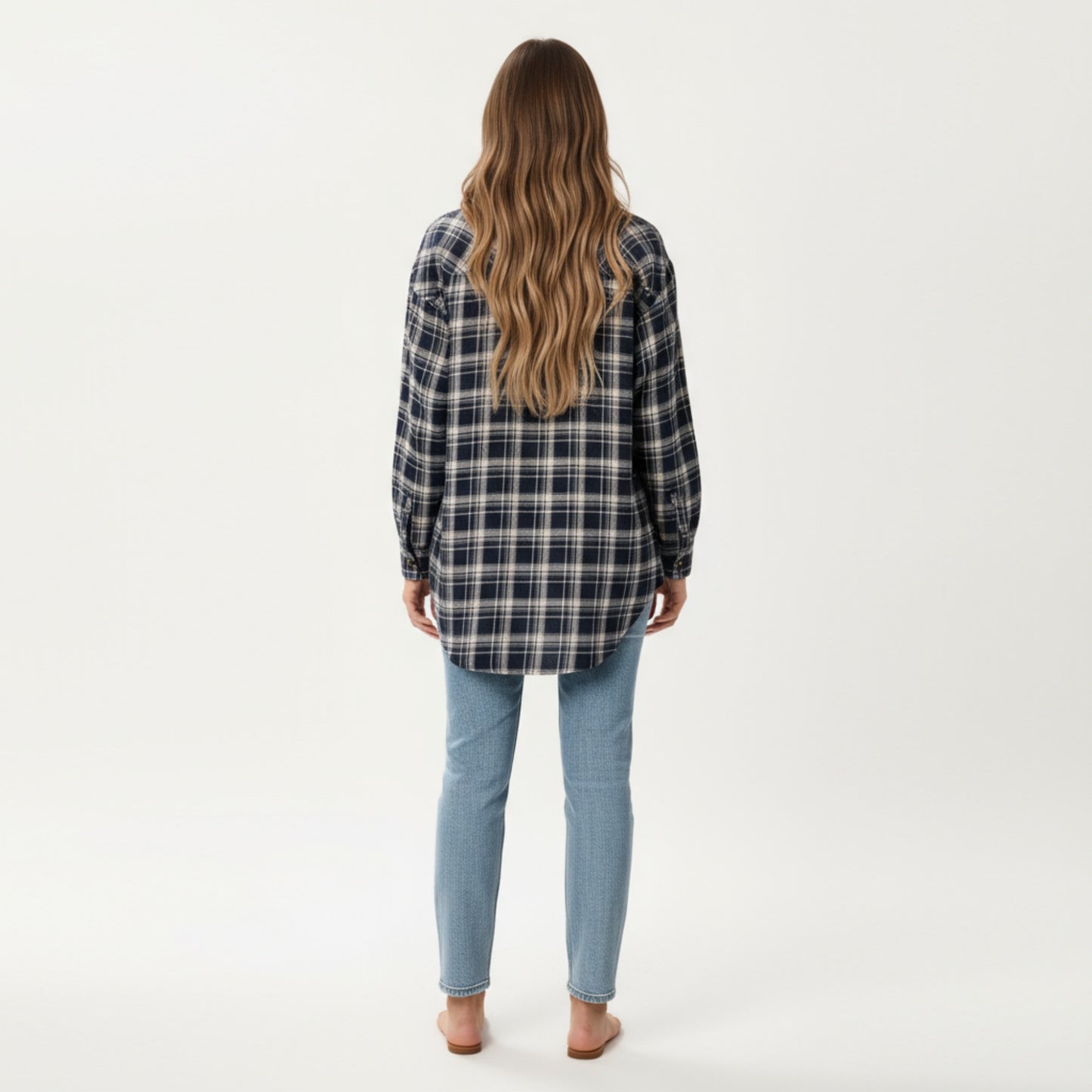 Long Sleeve Plaid Button-Up Shirt with Chest Pockets