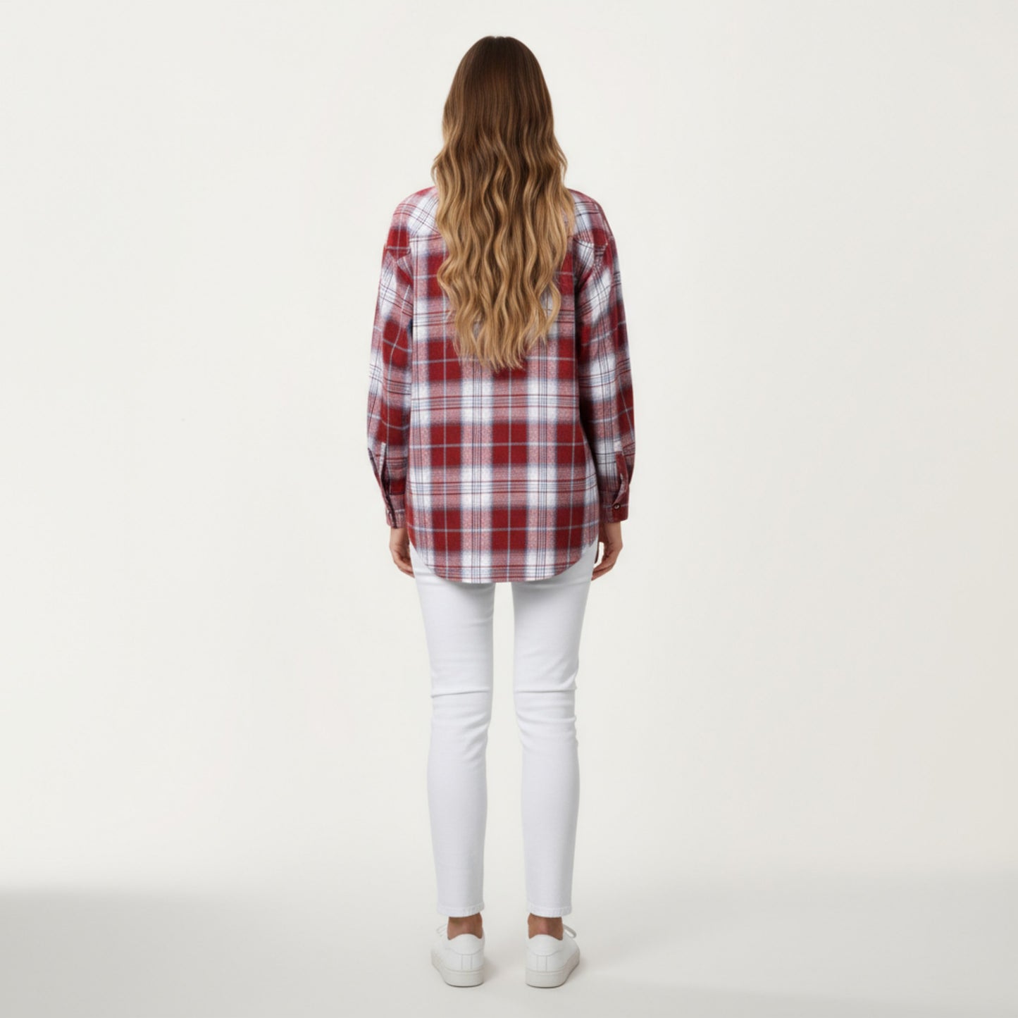 Long Sleeve Plaid Button-Up Shirt with Chest Pockets