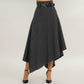 Asymmetrical Pinstripe Midi Skirt with High Waist and Tailored Draping