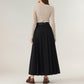 High Waist Pleated Maxi Skirt with Structured A-Line Silhouette