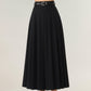 High Waist Pleated Maxi Skirt with Structured A-Line Silhouette