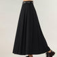 High Waist Pleated Maxi Skirt with Structured A-Line Silhouette