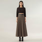 High Waist Pleated Maxi Skirt with Structured A-Line Silhouette