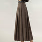 High Waist Pleated Maxi Skirt with Structured A-Line Silhouette