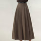 High Waist Pleated Maxi Skirt with Structured A-Line Silhouette