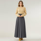 High Waist Pleated Maxi Skirt with Structured A-Line Silhouette