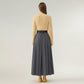 High Waist Pleated Maxi Skirt with Structured A-Line Silhouette