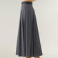 High Waist Pleated Maxi Skirt with Structured A-Line Silhouette