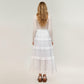 Tiered Maxi Skirt with Lace Eyelet Panels and Textured Striped Design