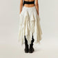 Asymmetrical Layered Lace Maxi Skirt with Flowing Ruffle Drapes